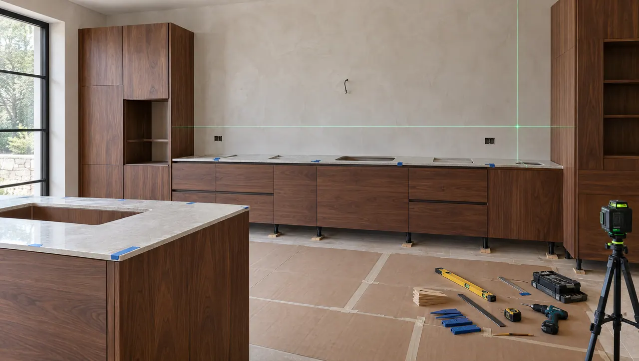 Cabinetry being fitted on site